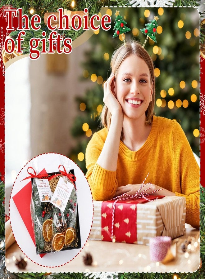 Tinlade 100 Set 202 Pcs Christmas Potpourri Gift Bag Bulk with Tag Red Ribbon Rope Clear Plastic Simmer Bags Cellophane Stovetop Holiday DIY Simmer Instruction Present Kit for Party Favor Gift - Image 4